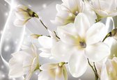 Fotobehang White Flowers | XXL - 312cm x 219cm | 130g/m2 Vlies