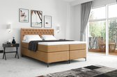 Bol.com Meuba Home - Florence Boxspring - Beige - 160x200 - Velvet - Met topper 8cm aanbieding