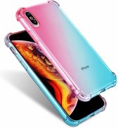 Roze-Blauwe Shock case geschikt voor Apple iPhone X / Xs + gratis glazen Screenprotector