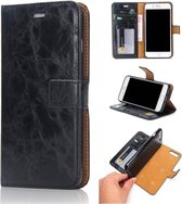 Crazy horse zwarte pu leren iPhone 7 plus portemonnee cover met los te maken case