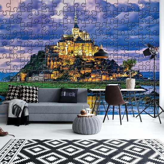 Papier peint Jigsaw Puzzle Mont Saint Michel France | V8 - 368 cm x 254 cm | Polaire 130gr / m2