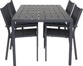 Break tuinmeubelset tafel 150x90cm, 4 stoelen Copacabana, zwart,zwart.