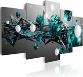 Schilderij - Turquoise Zonnestelsel, 5luik