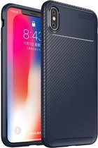 Apple iPhone XS Max Siliconen Carbon Hoesje Blauw