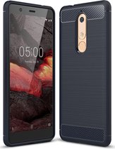 Nokia 5.1 Geborsteld TPU Hoesje Blauw