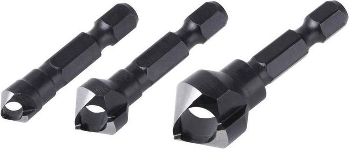 wolfcraft - Verzinkboor Set - 3 Verzinkboren Ø 8 , 12 , 16 mm - Zeskantschacht - 4375000
