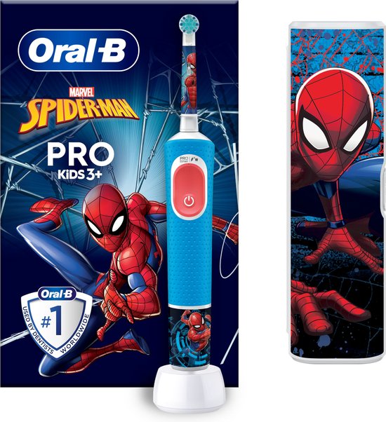Brosse à dents électrique Oral-B Pro Kids - Édition Spiderman avec étui de voyage - Pour les Enfants à partir de 3 ans