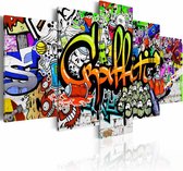 Schilderij - Graffiti Art , multikleur , 5 luik