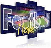 Schilderij - Football i love - Blauw , 5  luik