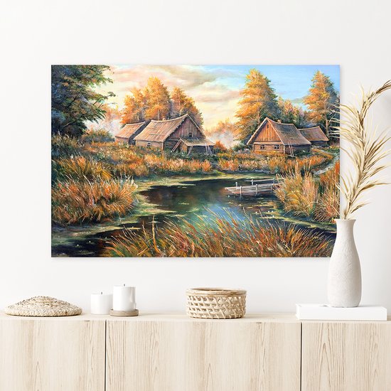 Sweet Living Poster - Geschilderde Huisjes Aan Het Water - 40 X 60 Cm - Multicolor