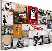 Schilderij - Banksy - Collage , multikleur , wanddecoratie , premium print op canvas