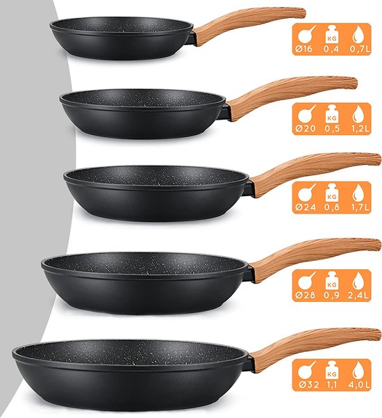 Gietijzeren koekenpan, 20 cm, anti-aanbakpan met houten handvat, mini-omeletpan, pannen om te koken, pan voor koks, kookgerei voor restaurant, hotel, huishouden, keuken