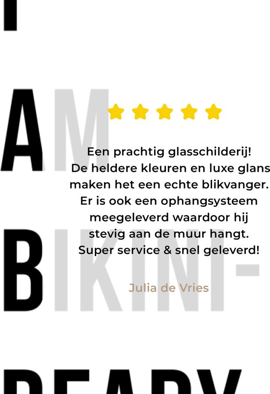 MuchoWow® Glasschilderij 20x30 cm - Schilderij acrylglas - Wit - Quote - I am bikini ready - Foto op glas - Schilderijen