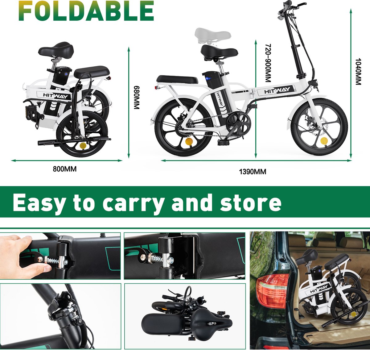 HITWAY Vélo électrique Pliable BK35 - Accessoires D'origine Pour Entretien Et Personnalisation