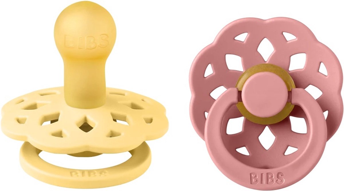 Goedkoopste BiBS - Boheme Pacifier - Maat 2 - Fopspeen - 2 stuks - Pale Butter / Dusty Pink