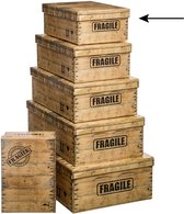 5Five Opbergdoos/box - 2x - houtkleur - L32 x B21.5 x H12 cm - Stevig karton - Woodybox