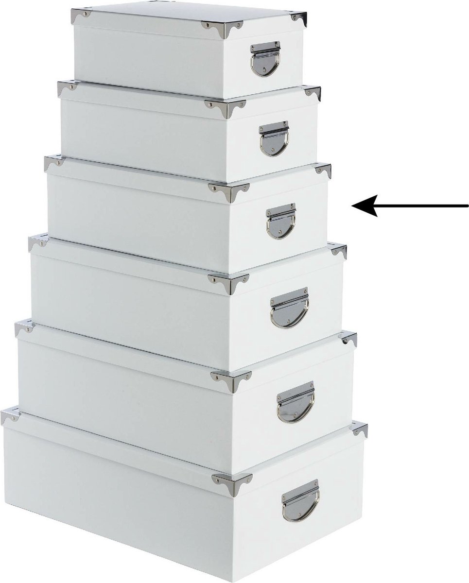 5Five Opbergdoos/box - 2x - wit - L36 x B24.5 x H12.5 cm - Stevig karton - Whitebox
