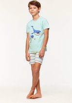 Woody pyjama jongens/heren - turquoise - walvis - 231-1-PUS-S/702 - maat 152