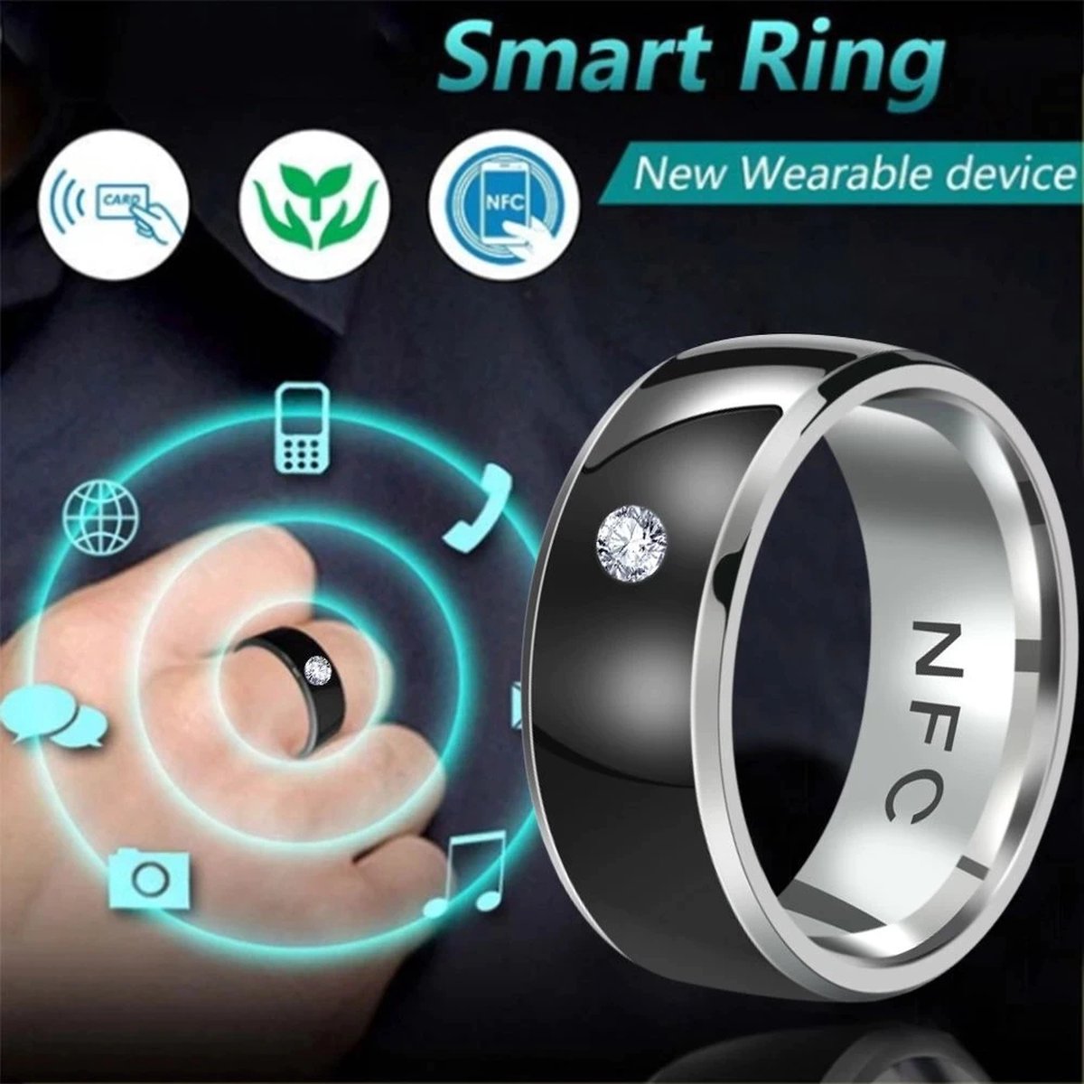 Bague Intelligente NFC En Acier Inoxydable Galvanisé