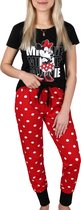 Minnie Mouse Disney - Katoenen damespyjama met korte mouwen Zwart en rood met stippen / S