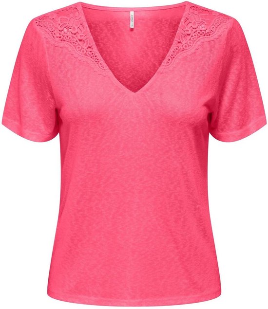 Only T-shirt Onlanja S/s Lace Top Jrs 15293749 Camellia Rose Dames Maat - L