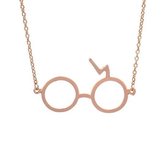 Fashionidea - Goudkleurige ketting met hanger in de vorm van een bril.