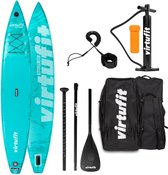 Virtufit Supboard Racer 381 - Turquoise - Opblaasbaar - Stand Up Paddle Board - Comprend accessoires et sac de transport - GoPro Mount - Jusqu'à 180 kg