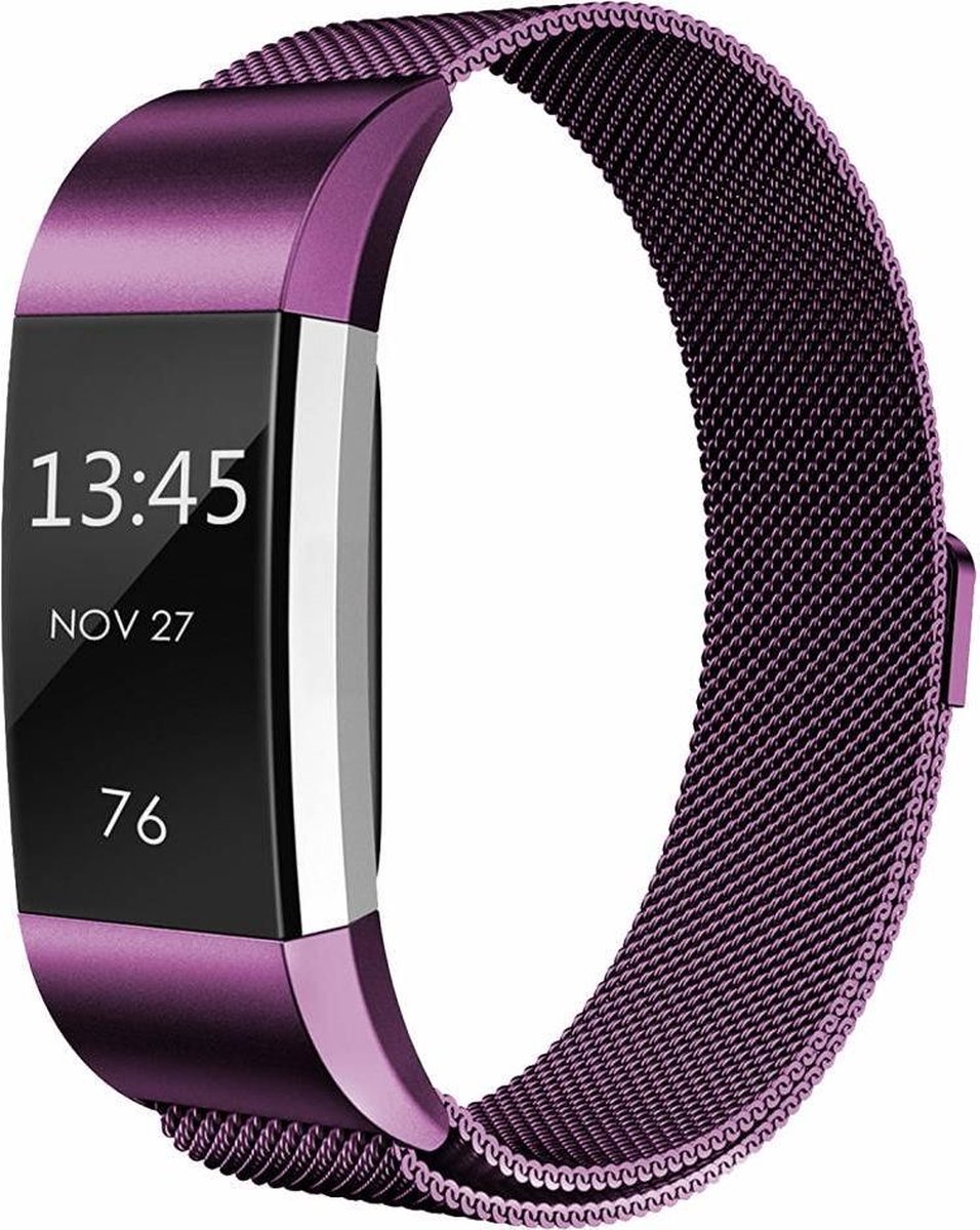 Geschikt voor Fitbit Charge 2 milanese bandje (Large) - Paars - Geschikt voor Fitbit charge bandjes