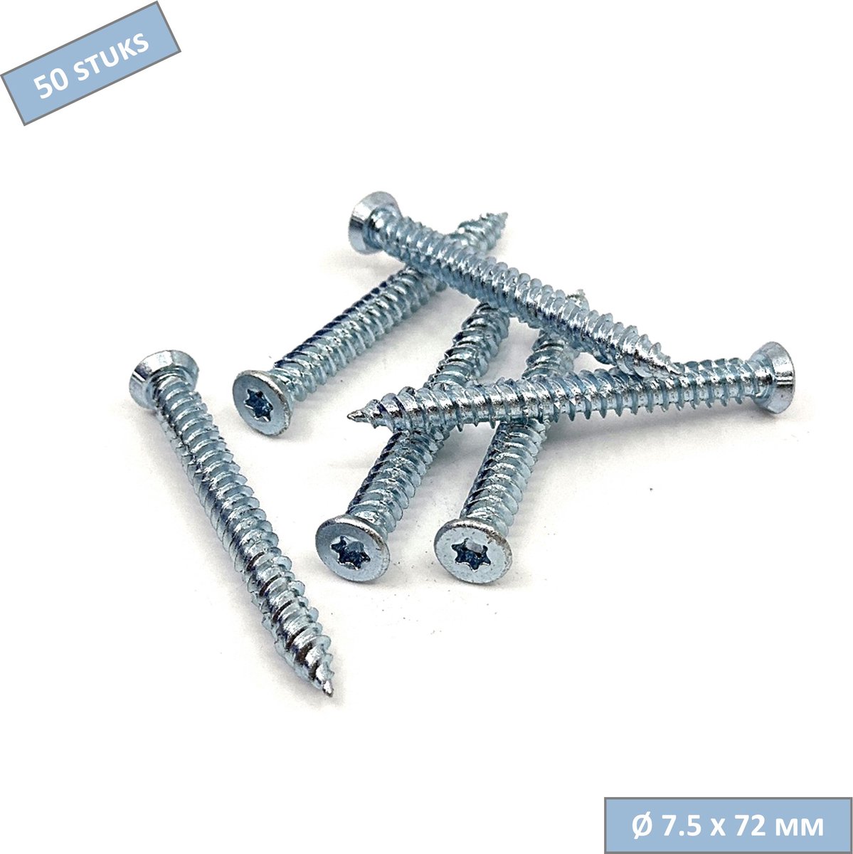 UFAST kozijnschroef Ø 7.5 x 72 mm - Platte kop - Verzinkt - Torx - 50 stuks