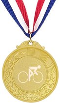 Akyol - wielrennen medaille goudkleuring - Wielrennen - wielrenners - fietsen sleutelhanger - wielrennen accessoires - cadeau - leuk kado voor iemand die van wielrennen houd