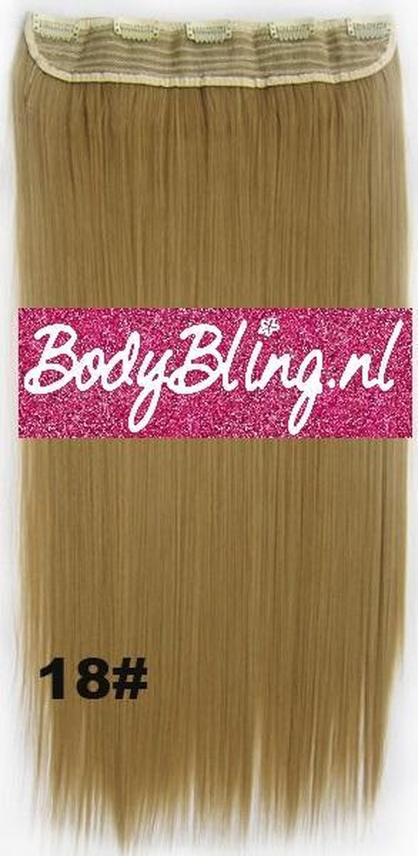 Clip in hair extensions 1 baan straight blond - 18#