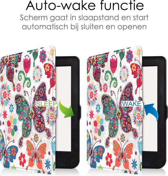 Hoes Geschikt voor Kobo Nia Hoesje Bookcase Cover Book Case Hoes Sleepcover - Vlinders van SmartCase — afbeelding 4