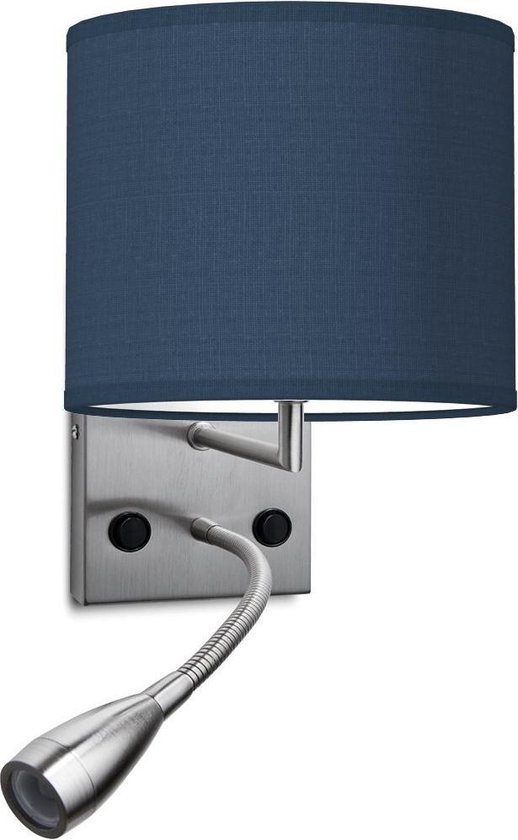 Home Sweet Home wandlamp Bling - wandlamp Read inclusief lampenkap en LED Leeslamp - lampenkap 20/20/17cm - geschikt voor E27 LED lamp - donkerblauw