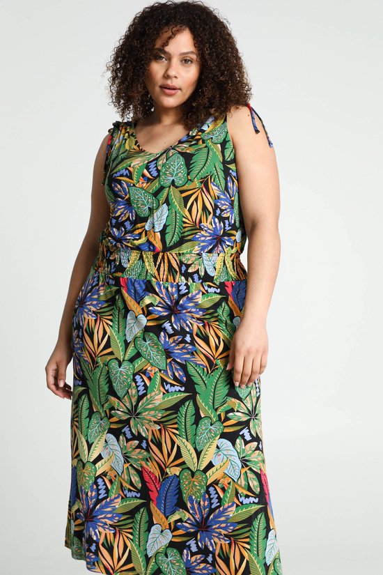 Paprika Lange jurk in viscose met Hawai print en smalle schouderbandjes |  bol