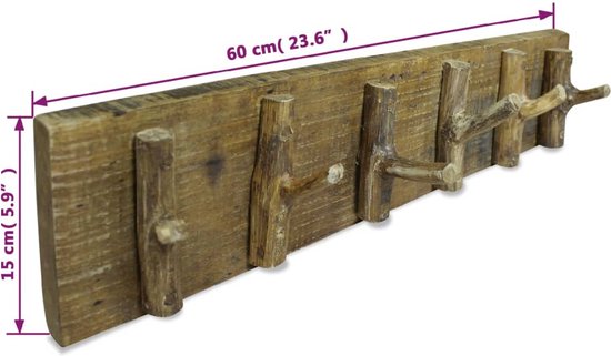 vidaXL Coat Rack Solid Reclaimed Wood 23.6"x5.9"