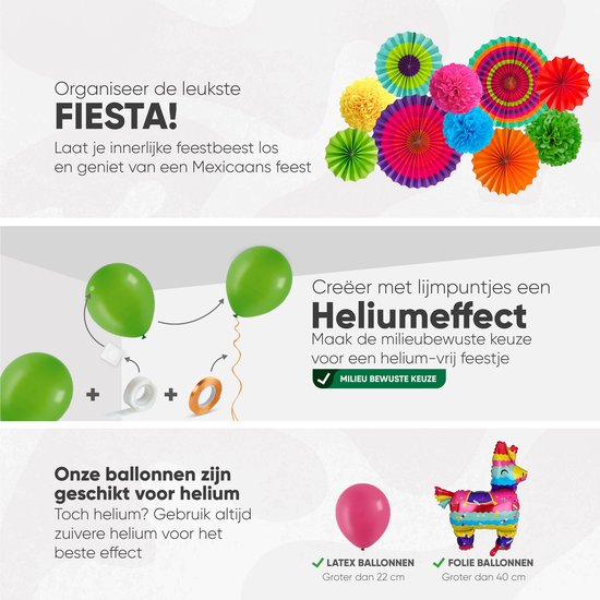 Fissaly 71 Stuks Mexican Fiesta Feest Versiering – Pinata, Sombrero & Catcus Decoratie Ballonnen – Fiestas Verjaardag Feestje - Fissaly