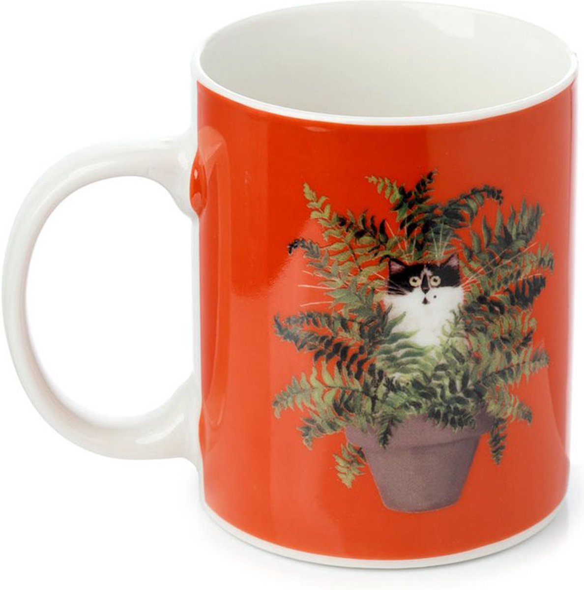 Kim Haskins Kat in plantpot Rode Porselein Mok - 300ml