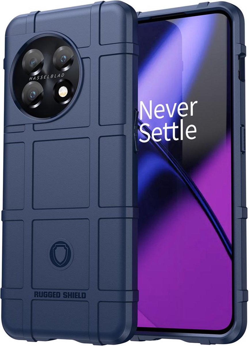 MobyDefend Hoesje - Geschikt voor OnePlus 11 - Rugged Shield TPU Backcover - Blauw