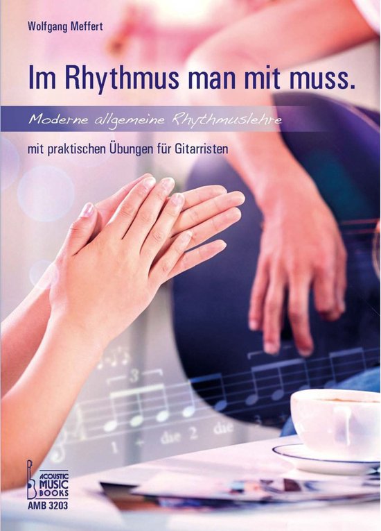 Voorpagina "Im Rhythmus man mit Muss" met handen die klappen en een gitaar op de achtergrond.
