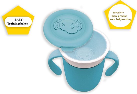 slabbetje met bakje siliconen - Kinderbestek baby lepeltjes en vorkjes- BPA vrij - drinkbeker - 360 trainingsbeker van Rettel — afbeelding 3