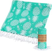 Saunahanddoek - ananas saunahanddoek katoen | 100 x 180 cm | strandhanddoek handdoeken grote deken XXL voor sport fitness sauna yoga mat badhanddoek sporthanddoek (groen)