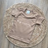 Baby t-shirt korte mouw - big sister - Mokkabruin - Maat 92 - Zwanger - Geboorte - Big sister - Aankondiging - Zwangerschapsaankondiging - Peuter - Dreumes