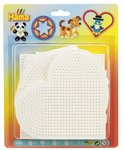 Blister Hama perles à repasser avec 4 plaques : cœurs, étoile ronde, panda, chien et oiseau dans un cœur.