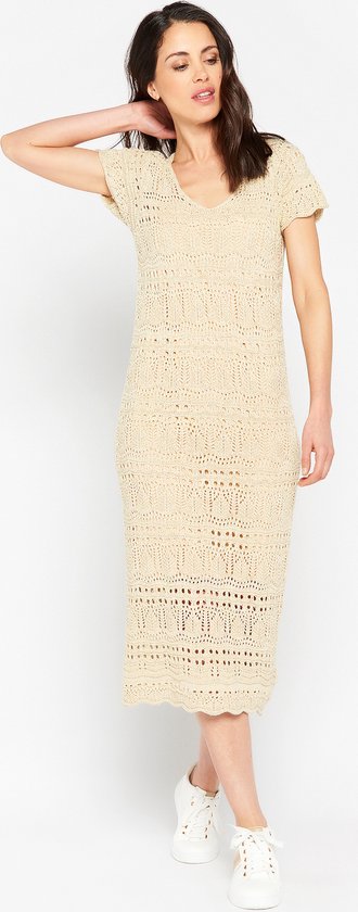 Lola Liza Crochet jurk Beige Maat 3XL bol