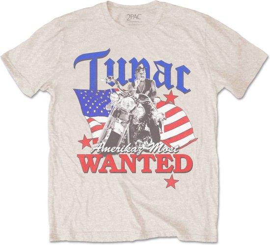 Tupac - Most Wanted Heren T-shirt - S - Creme