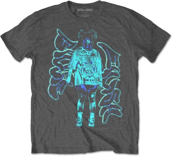 Billie Eilish Tshirt Homme -XL- Neon Graffiti Logo Grijs