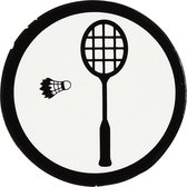 Label, badminton racket, d 25 mm, wit/zwart, 20 stuk/ 1 doos
