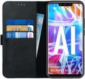 Rosso Deluxe Huawei Mate 20 Lite Hoesje Echt Leer Book Case Zwart