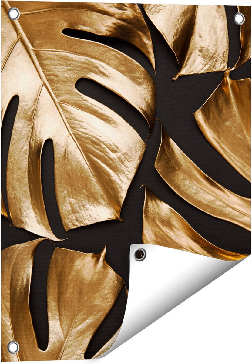 Gards Tuinposter Gouden Bladeren - 40x50 cm - Tuindoek - Tuindecoratie - Wanddecoratie buiten - Tuinschilderij Multikleur