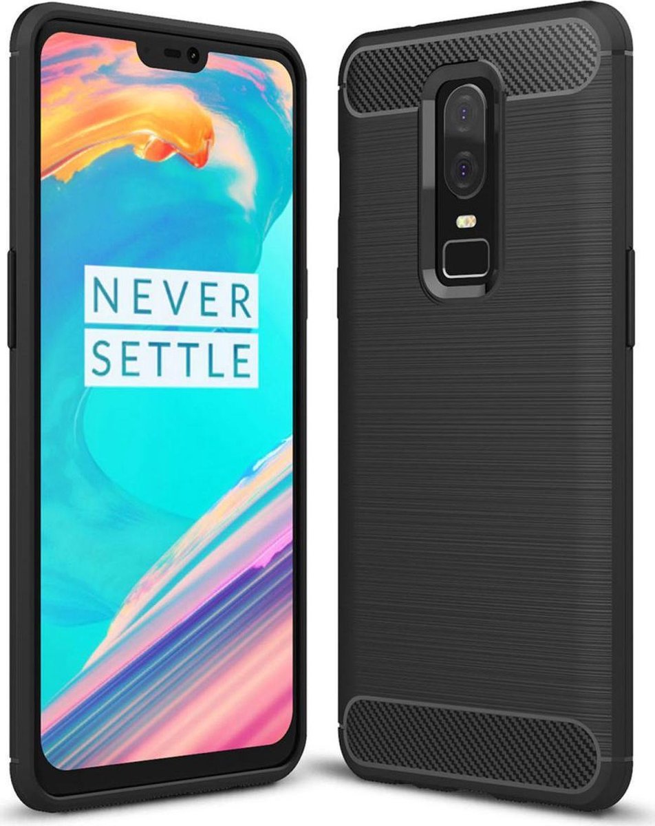 Geborsteld TPU Hoesje Geschikt voor OnePlus 6 Beschermhoes
